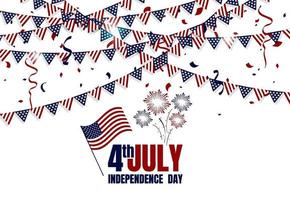 feliz dia da independência dos EUA, 4 de julho. bandeira, banner, cartaz, folheto, design de cartão de felicitações. ilustração vetorial vetor