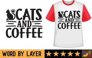 gatos e café SVG t camisa Projeto vetor
