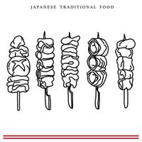 Prêmio vetor mão desenhar Sushi conjunto para japonês cozinha restaurante