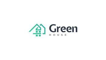 simples e minimalista verde casa logotipo com linear conceito. adequado para real Estado, construção, arquitetura e construção indústria logotipo vetor