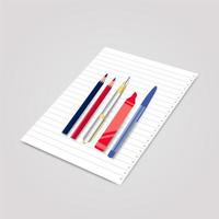 canetas e lápis coloridos com papel vetor