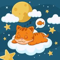 fofa laranja gato dormindo conceito vetor