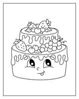 página do livro de colorir para crianças. personagem de estilo de desenho animado. tema de aniversário. isolado no fundo branco. ilustração vetorial. vetor