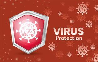 banner de proteção contra vírus covid 19 com escudo vetor