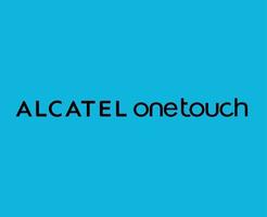 alcatel 1 toque marca logotipo telefone símbolo nome Preto Projeto Móvel vetor ilustração com azul fundo