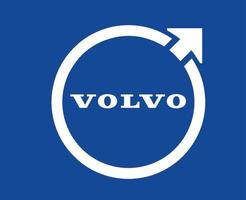 Volvo logotipo marca carro símbolo com nome branco Projeto sueco automóvel vetor ilustração com azul fundo