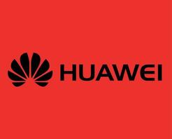 Huawei marca logotipo telefone símbolo com nome Preto Projeto China Móvel vetor ilustração com vermelho fundo