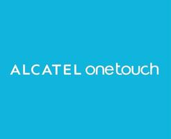 alcatel 1 toque marca logotipo telefone símbolo nome branco Projeto Móvel vetor ilustração com azul fundo