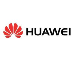 Huawei marca logotipo telefone símbolo vermelho com nome Preto Projeto China Móvel vetor ilustração
