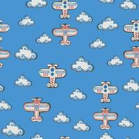 crianças avião padronizar em uma azul céu fundo vetor