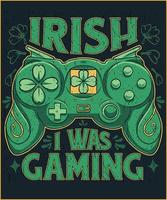 irlandês jogos controle de video game st patricks dia trevo Irlanda camiseta Projeto vetor