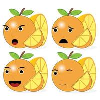 laranja emoticon e ilustração em branco fundo vetor