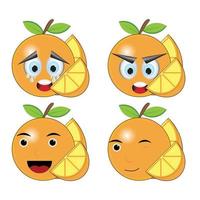 laranja emoticon e ilustração em branco fundo vetor