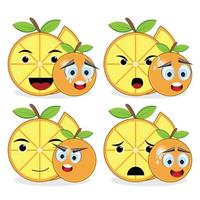 laranja emoticon e ilustração em branco fundo vetor