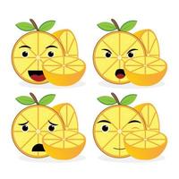 laranja emoticon e ilustração em branco fundo vetor