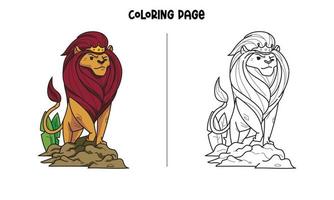 página para colorir do leão real vetor