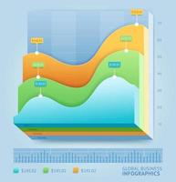 modelo de linha infográfico 3d de negócios. ilustração vetorial. pode ser usado para layout de fluxo de trabalho, banner, diagrama, opções de número, web design, elementos de linha do tempo vetor