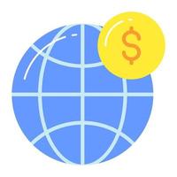dólar moeda com globo, vetor Projeto do mundo economia