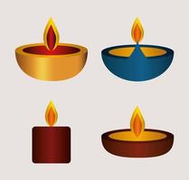 conjunto de velas de diwali desenho vetorial vetor