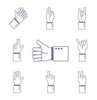 conjunto de ícones de alfabeto de linguagem gestual de mão vetor