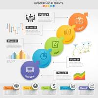 modelo de design de infográficos de negócios. ilustração vetorial. pode ser usado para layout de fluxo de trabalho, diagrama, opções de número, opções de inicialização, designs de web. vetor