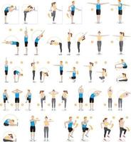 homem e mulher treino fitness, aeróbica e exercícios. ilustrações vetoriais. vetor