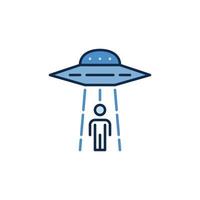 UFO abduzindo uma homem colori ícone. humano abdução criativo placa vetor