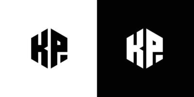 carta k p polígono, hexagonal mínimo logotipo Projeto em Preto e branco fundo vetor