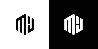 carta m j polígono, hexagonal mínimo logotipo Projeto em Preto e branco fundo vetor