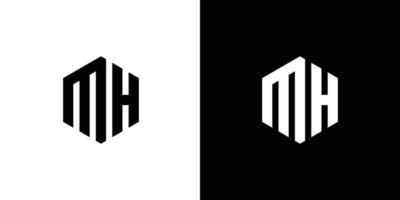 carta m h polígono, hexagonal mínimo logotipo Projeto em Preto e branco fundo vetor