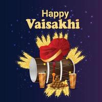 feliz vaisakhi punjabi festival de cartão comemorativo vetor