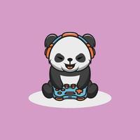 fofa panda jogando jogos desenho animado ilustração vetor