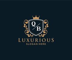 modelo de logotipo de luxo real de letra qb inicial em arte vetorial para restaurante, realeza, boutique, café, hotel, heráldica, joias, moda e outras ilustrações vetoriais. vetor