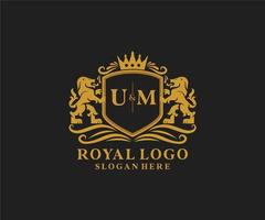 inicial um modelo de logotipo de luxo real de um leão em arte vetorial para restaurante, realeza, boutique, café, hotel, heráldica, joias, moda e outras ilustrações vetoriais. vetor