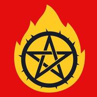 pictograma de estrela com picos de fogo. chame o diabo. ilustração vetorial plana
