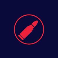 ícone de bala, símbolo de vetor de munição.