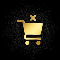 compras, cesta, retirar ouro ícone. vetor ilustração do dourado partícula fundo. ouro ícone