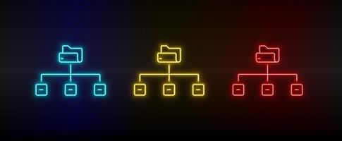 néon ícone conjunto dados conectar link. conjunto do vermelho, azul, amarelo néon vetor ícone em transparência Sombrio fundo