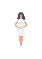 grávida menina dentro cheio crescimento. feliz gravidez. isolado. vetor ilustração dentro desenho animado estilo.