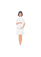grávida menina dentro cheio crescimento. feliz gravidez. isolado em branco fundo. vetor ilustração dentro desenho animado estilo.