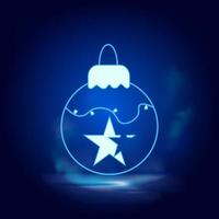 Natal bola fumaça efeito néon ícone. cristmas decoração vetor ilustração isolado em vetor azul néon ícone ilustração em branco fundo