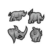 Conjunto de mascote de vetor de rinoceronte
