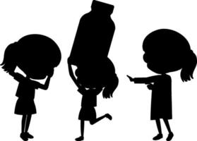 conjunto de personagens de desenhos animados da silhueta de crianças vetor