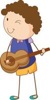 um garoto rabiscado tocando um personagem de desenho animado de violão vetor