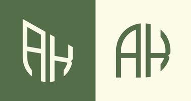 letras iniciais simples criativas ak pacote de designs de logotipo. vetor