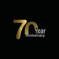 Modelo de design de celebração de aniversário de 70 anos. balão dourado witt ouro brilha confete. fundo preto. estilo realista. ilustração vetorial. vetor