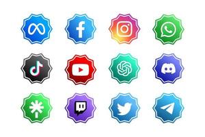 social meios de comunicação e tecnologia apps ícone conjunto vetor