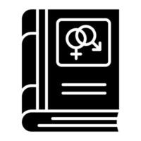 masculino e fêmea gênero símbolo em livro, vetor Projeto do sexo Educação