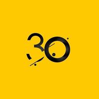 30 anos de comemoração de aniversário gradiente número amarelo ilustração de design de modelo de vetor