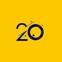 20 anos de comemoração de aniversário gradiente número amarelo ilustração de design de modelo de vetor